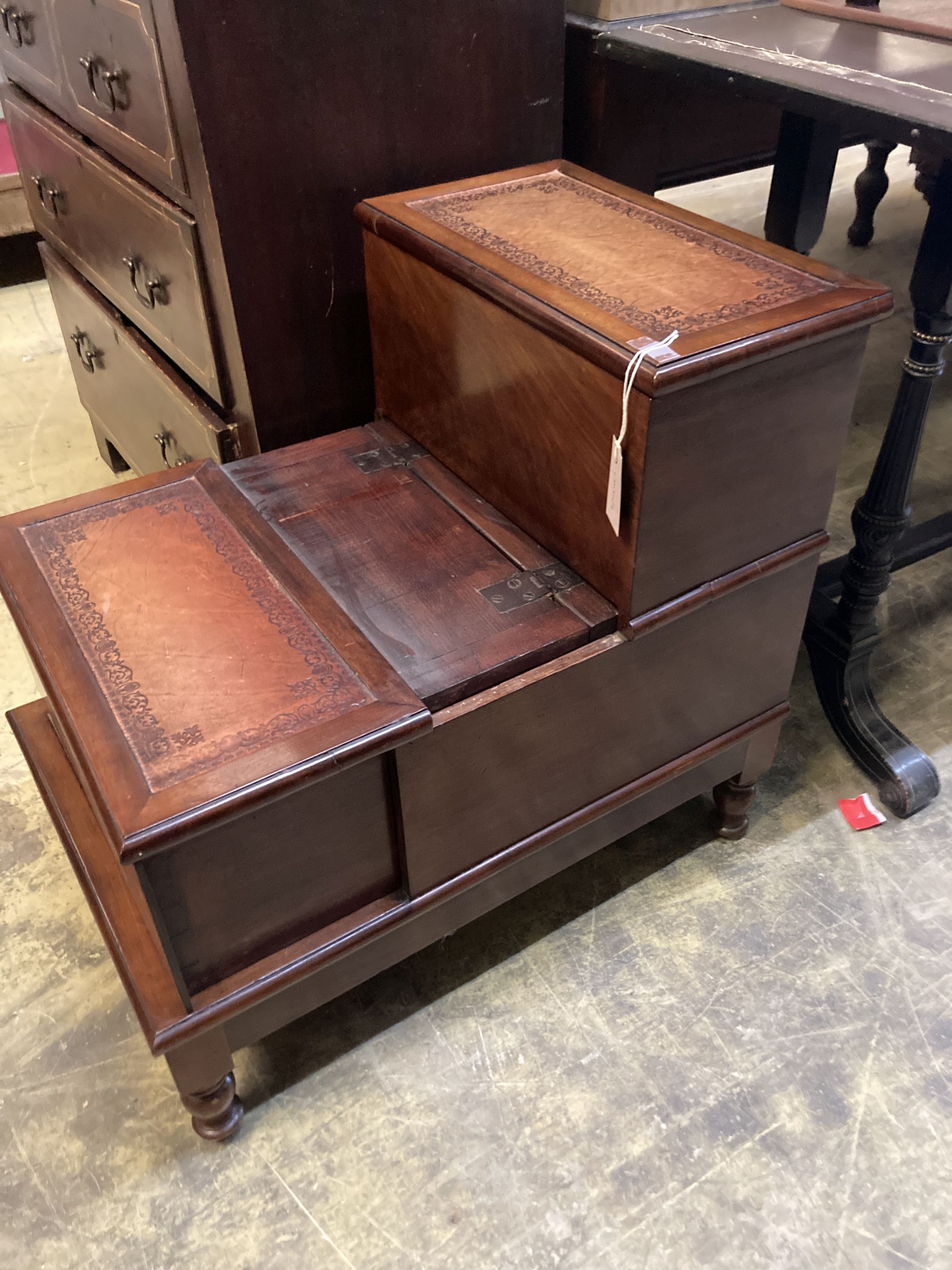 A Victorian mahogany step commode, width 46cm, depth 74cm, height 66cm